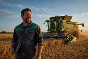 Machine in farm field